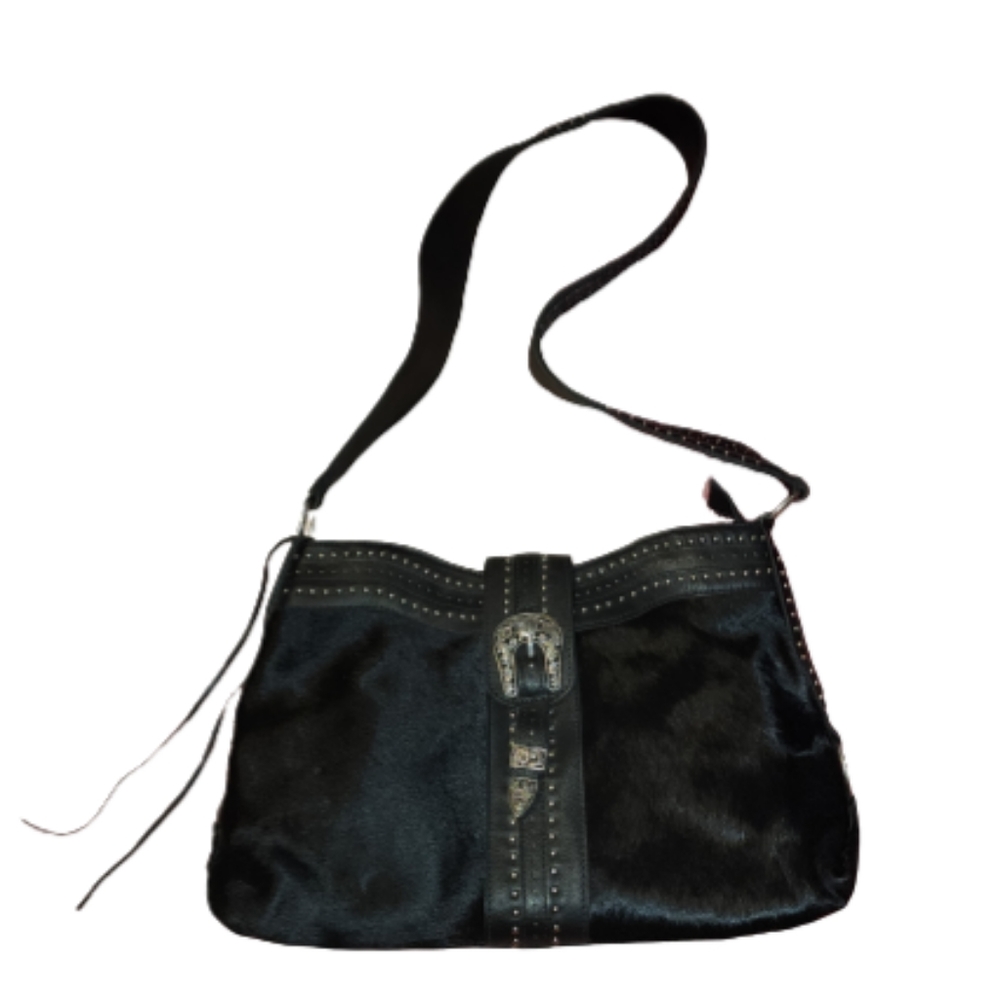 American West Black Leather Tote Bag